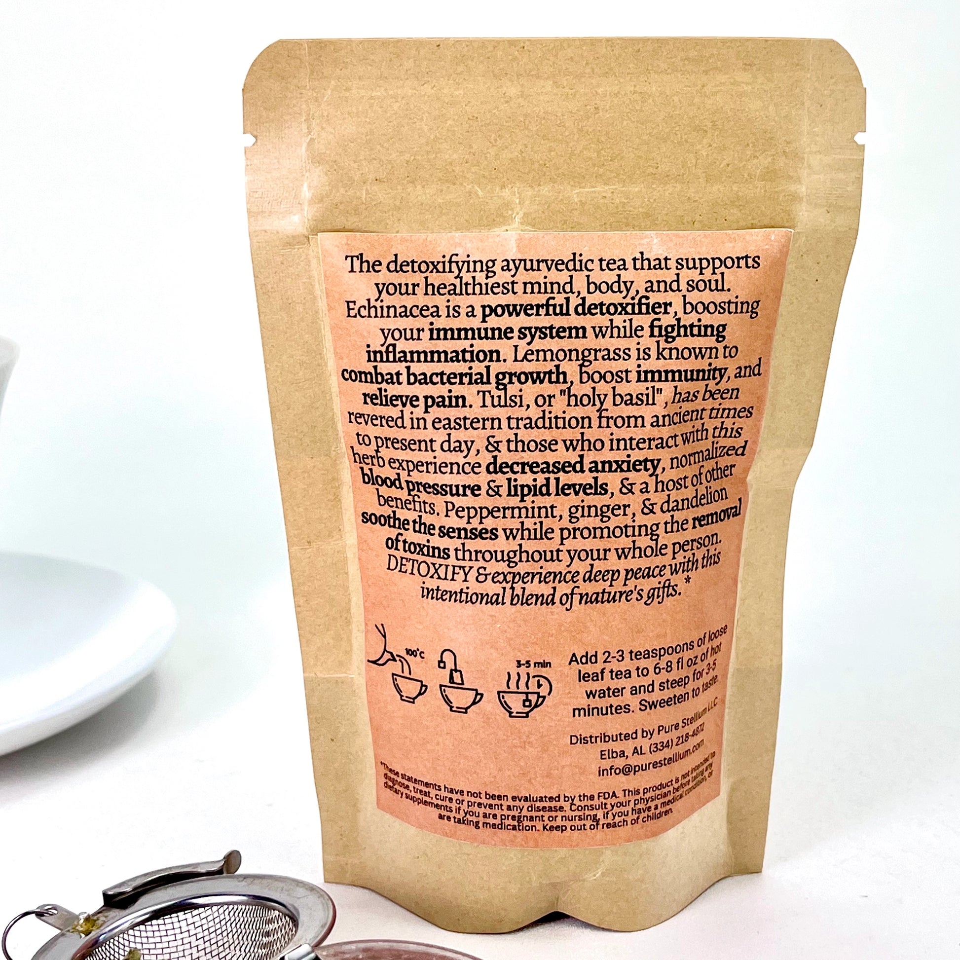 A package of Elemental Life Product's Detox loose leaf tea 